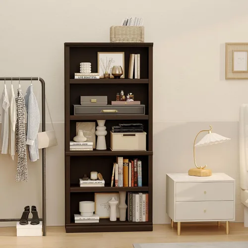 Miniatura 7 de blini Estantería Alta de 5 Baldas con Libreros de Madera, 33 Pulgadas de Ancho, Estante de Piso para Exhibición y Almacenamiento, 70 Pulgadas