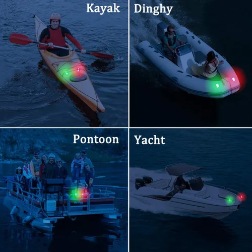 Miniatura 7 de Kayak Lights for Night Kayaking, Battery Operated Red and Green Navigation Lights for Dinghy, Canoe, Jetski
