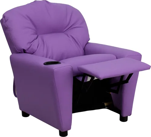 Miniatura 9 de Flash Furniture Chandler LeatherSoft - Silla reclinable para niños con portavasos y reclinable de seguridad, silla reclinable contemporánea