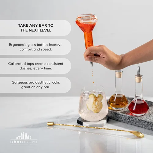 Miniatura 2 de A Bar Above Botella de Bitter, Diseño Clásico, Botellas de Vidrio Pequeñas, para Añadir Bitters a Cócteles, con Pico Vertedor de Acero Inoxidable