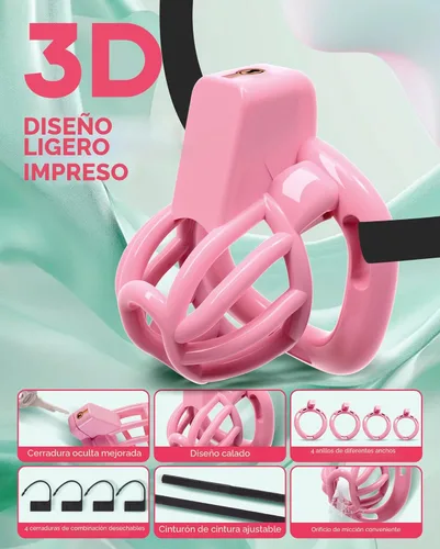 Miniatura 2 de Cinturón de Castidad Masculino Jaula para Pene - UTIMI Dispositivos de Correa de Castidad de Plástico Ajustable para Hombre Sissy Jaula de Ejercicio