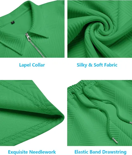 Miniatura 5 de URRU Conjunto de camisa polo y pantalones cortos para hombre trajes de verano a la moda casual manga corta traje polo para hombre 2 piezas