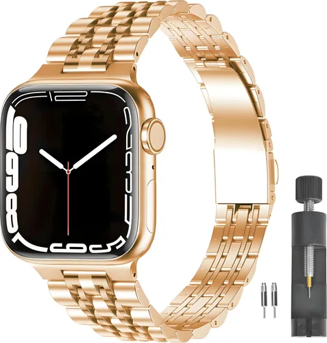 Miniatura 10 de Correa delgada de acero inoxidable compatible con Apple Watch Ultra 3/2/1 (1.929 in) y Series 11 10 9-1 SE 3-1 (46/45/44/42/41/40/1.496 in), correa