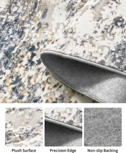 Miniatura 7 de Alfombra lavable Art&Tuft, alfombra antideslizante abstracta de 4 x 6 pulgadas, alfombras resistentes a las manchas para sala de estar, alfombra