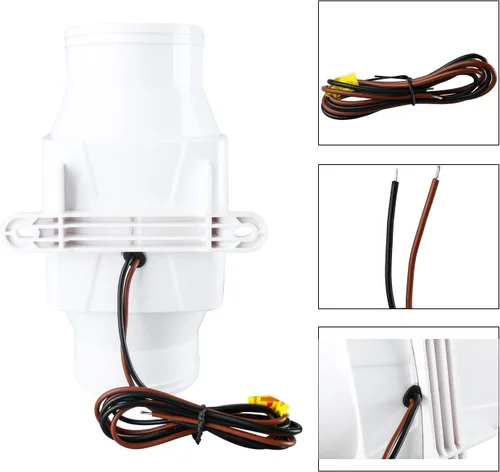Miniatura 2 de YaeMarine Ventilador en línea de 3 pulgadas 12 V en línea soplador de aire de sentina marina eléctrico 130 CFM blanco para barco marino