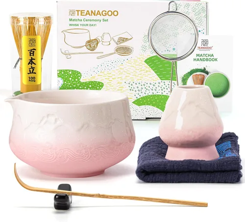 Miniatura 10 de TEANAGOO Juego de 7 batidores de matcha azul, juego de matcha de cerámica, kit de matcha para ceremonia, juego de té matcha para hacer