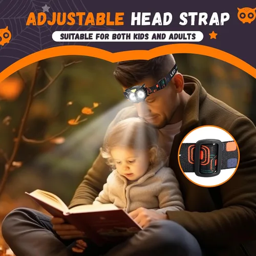 Miniatura 6 de Paquete de 2 Linternas Frontales LED, Linterna Frontal de Búho para Niños Liviana, Lámpara Frontal COB, 4 Modos de Linternas Frontales con Batería