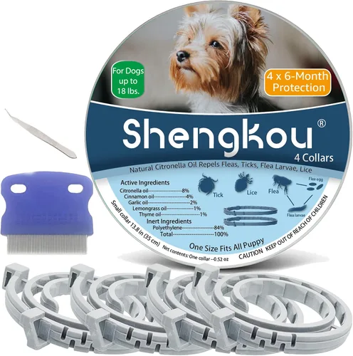 Collar natural para pulgas y garrapatas para cachorros, proporciona protección de 24 meses, control seguro de plagas, impermeable y fuerte, incluye