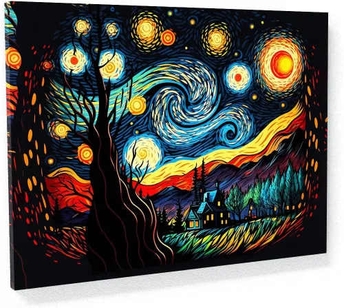 Miniatura 20 de Sense Canvas Pop Art The Starry Night 20 - Lienzo decorativo para decoración del hogar, póster grande de 40 x 30 pulgadas, 0.75 pulgadas