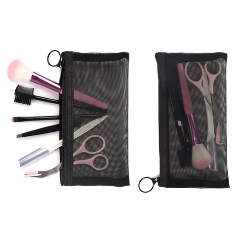 Miniatura 6 de Patu - Bolsas de malla con cierre, organizador de accesorios de maquillaje, para bolsa de almacenamiento para artículos de tocador, Negro
