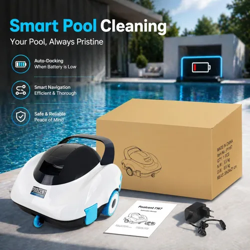 Miniatura 6 de Limpiador robótico de piscina, aspiradora de piscina inalámbrica con potente succión de 19 GPM, tiempo de funcionamiento de 2 horas y carga rápida
