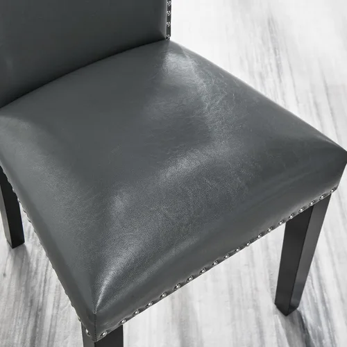 Miniatura 8 de PADMA HOUSE Grey Parsons - Juego de 4 sillas de comedor tapizadas, de piel sintética, con ribete de cabeza de clavo, moderna silla auxiliar sin Gris