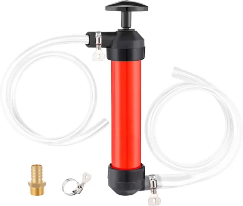 Bomba de transferencia de combustible manual con abrazaderas a prueba de fugas, sifón manual versátil para gasolina, aceite, diésel, anticongelante,