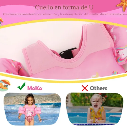 Miniatura 2 de MoKo Chaleco de natación para niños pequeños de 13-30/20-50/22-66 libras, flotadores de brazo de natación de dibujos animados, alas de agua