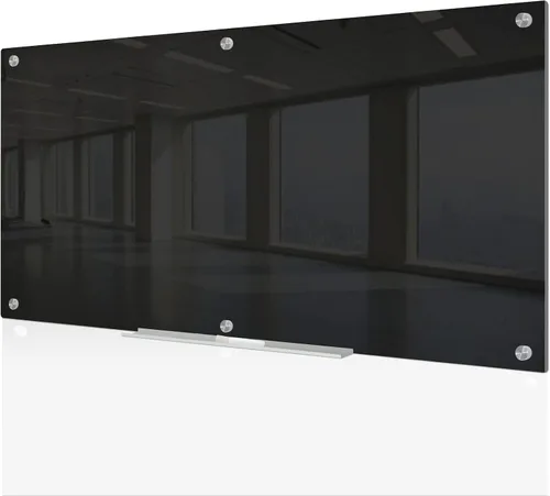 Miniatura 11 de J&J worldwide Pizarra blanca de vidrio magnético negro de 35 x 23 pulgadas, sin marco, de vidrio templado, borrado en seco, para montaje en pared