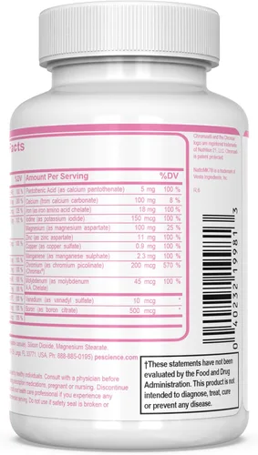 Miniatura 6 de PEScience TruMulti Women's Multivitamínico con vitamina C, D, zinc de primera calidad para apoyo inmunológico y estrés, 90 cápsulas