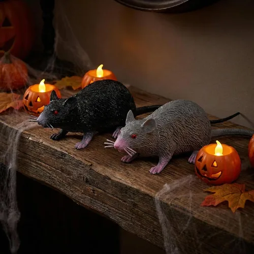 Miniatura 6 de 4 piezas de juguete pequeño de ratas falsas, juguetes de ratón de plástico realistas, accesorios de broma de rata para suministros de fiesta del día