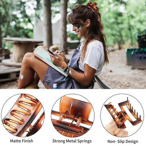 Miniatura 4 de Sisiaipu Pinzas para el Cabello, Pinzas Medianas de 3.5 Pulgadas, Paquete de 6 para Mujeres y Niñas - Accesorios para el Cabello Color Ámbar