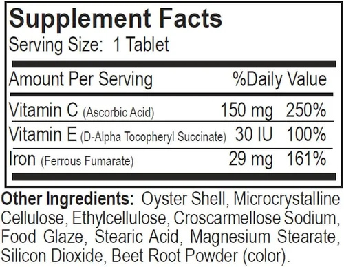Miniatura 3 de Hierro con vitamina C y E - 60 tabletas en capas