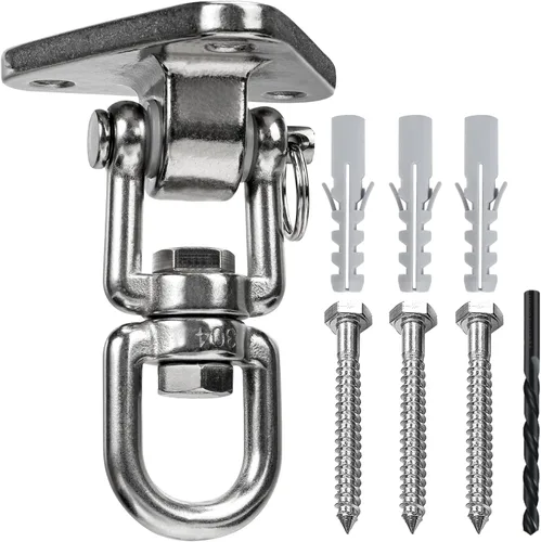Miniatura 10 de Colgador de columpio con rodamiento silencioso giratorio Colgador de acero inoxidable resistente 180°+360° Gancho giratorio de columpio Capacidad