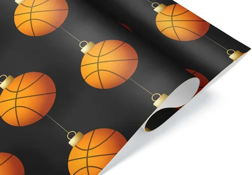 Bonito papel de regalo de baloncesto grueso, adorno de Navidad, decoración de fiesta de vacaciones (rollo de 6 pies x 30 pulgadas)