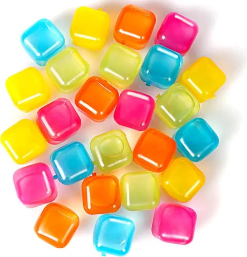 Miniatura 8 de Cubos de hielo de plástico reutilizables, paquete de 25 cubos de hielo coloridos recongelables para bebidas, whisky, vodka o café, cubos de hielo