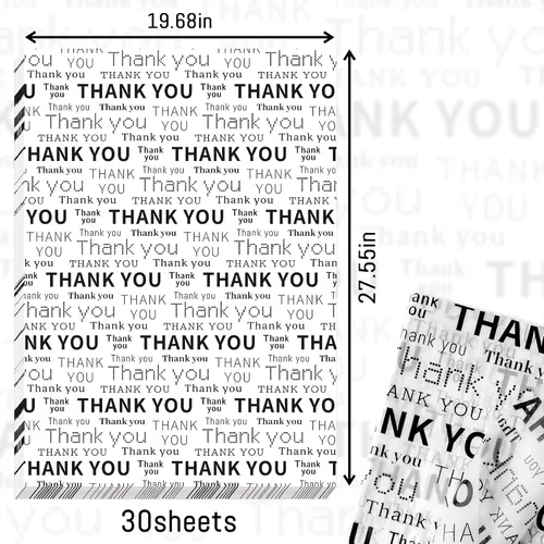 Miniatura 4 de Hi Sasara Papel de seda grande en blanco y negro, 28 x 20 pulgadas, paquete de 30 hojas para pequeñas empresas y bolsas de regalo