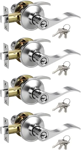 Miniatura 10 de KNOBWELL Paquete de 2 pomos de puerta de bronce, palancas de manija de puerta exterior para puertas delanteras, manija de puerta de entrada de Oil