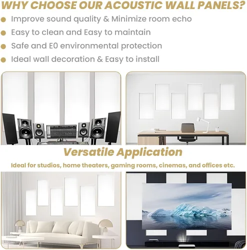 Miniatura 5 de 6 paneles acústicos, grandes paneles de pared insonorizados, paneles profesionales de fibra de vidrio que absorben el sonido, paneles de espuma a
