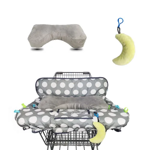 Miniatura 3 de Funda para carrito de compras para bebé, funda de silla alta para niño y niña, forro de cojín para carrito de comestibles, con posicionador de Gris