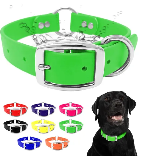 Miniatura 18 de Collar impermeable para perro con anillo central resistente Collar para perros pequeños, medianos, grandes o XL, Amarillo