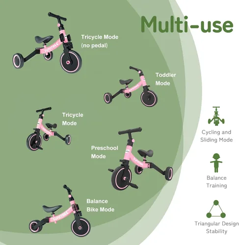 Miniatura 2 de besrey Bicicleta 5 en 1 para niños de 1 año a 4 años, triciclo para niños pequeños, triciclo para niños, juguetes para niños y niñas, entrenamiento