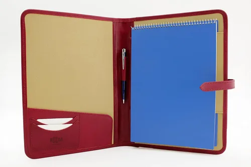 Miniatura 7 de Portafolio de cuero Padfolio Ejecutivo Folio A4 Cartera de currículum Mujeres Profesional Cuaderno Titular Cuero Carpeta de Negocios Hombres (Negro)