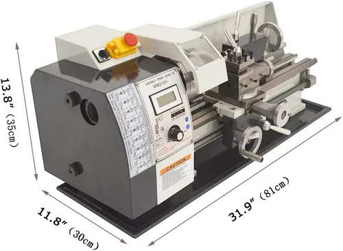 Miniatura 3 de Torno de metal de sobremesa de 8 "* 16", torno de metal de precisión de hilos métricos, mini torno 900W motor sin escobillas, velocidad variable