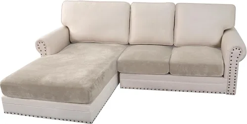 Miniatura 134 de H.VERSAILTEX - Funda de terciopelo elástica y afelpada para protección de cojines de sofá biplaza, silla o sofá, 2 piezas, tamaño grande, color gris