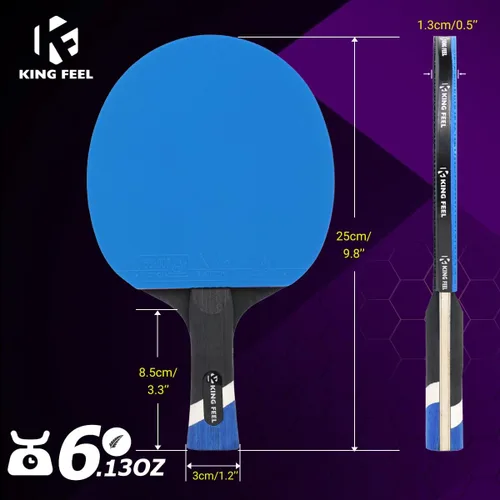 Miniatura 6 de Raquetas profesionales de ping pong, ligeras raquetas de tenis de mesa de fibra de carbono con hoja de 7 capas, esponja premium de 0.08 pulgadas