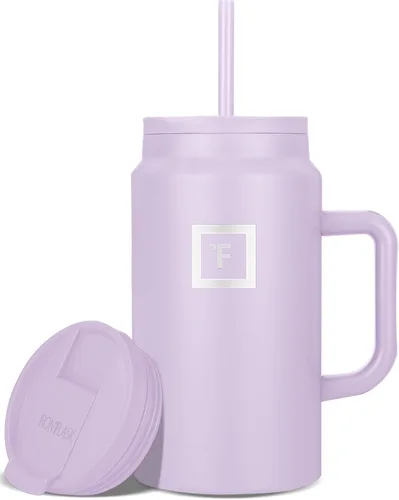 Miniatura 39 de IRON °FLASK Co-Pilot - Vaso aislante de 40 onzas con pajita y tapas abatibles - Botella con portavasos para bebidas frías o calientes - A prueba