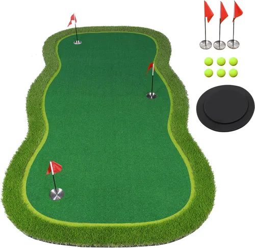 Miniatura 7 de Golf Putting Verde/Mat-Golf Training Mat - Alfombrilla profesional de práctica de golf - Putter largo desafiante verde para interiores y exteriores