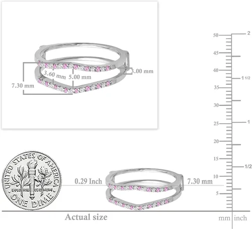 Miniatura 9 de Dazzlingrock Collection Anillo de protección redondo alternativo de zafiro rosa y diamante blanco para mujer en oro macizo de 10 quilates