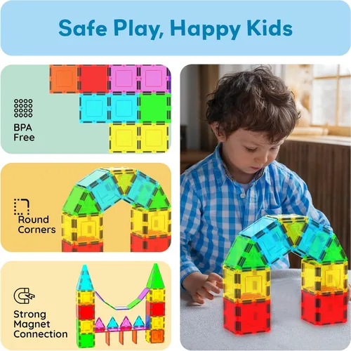 Miniatura 6 de PicassoTiles Bloque de construcción magnético Kit de construcción de azulejos magnéticos para niños, educativo STEM Aprendizaje, juego