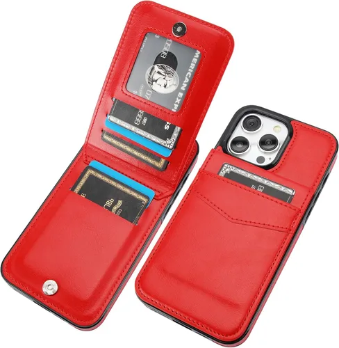 Miniatura 10 de KIHUWEY Compatible con iPhone 15 Pro Max Funda Cartera con soporte para tarjeta de crédito, con tapa de cuero premium, cierre magnético, función