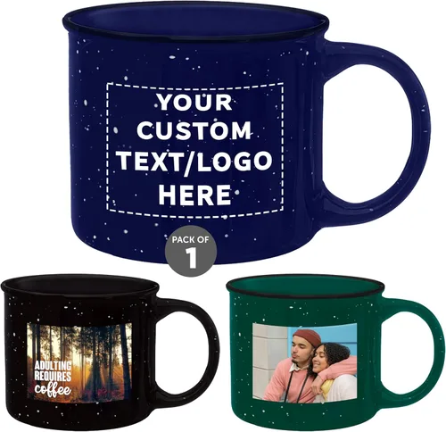 Miniatura 12 de DISCOUNT PROMOS Tazas de café personalizadas de cerámica para fogata, 13 onzas, juego de 10/50/100, paquete personalizado a granel, perfecto