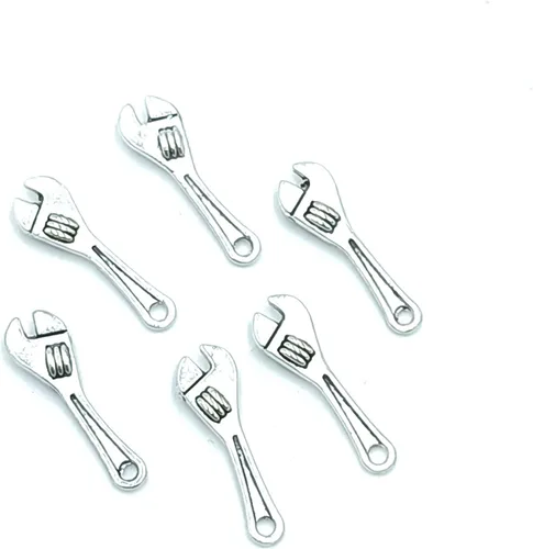 50 dijes de plata antigua para hacer joyas, manualidades, accesorios de joyería, llavero, pulsera, collar, colgantes, 0.984 x 0.315 in (plata