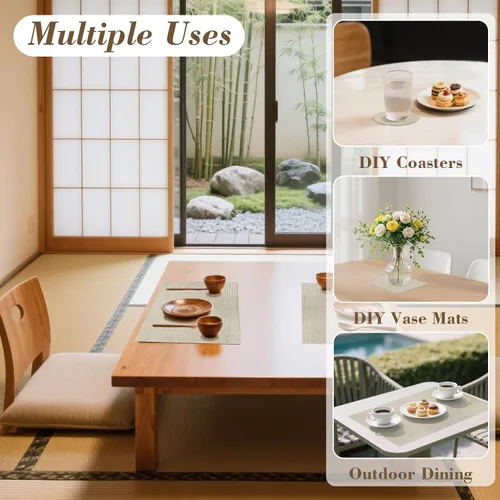 Miniatura 6 de RAINFLOW - Juego de 4 manteles individuales de PVC, resistentes al calor, para mesa de comedor, lavables, de vinilo, antideslizantes, para cocina