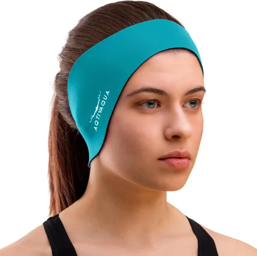 Miniatura 10 de AqtivAqua Diadema de natación para niños, adultos, hombres, mujeres, niños pequeños, tapones para los oídos (color negro, tamaño: M)
