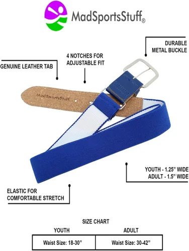 Miniatura 3 de MadSportsStuff Baseball Belt Softball Belt Adjustable - Boys Men Girls Women - Youth and Adult Sizes