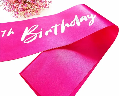 Miniatura 5 de Banda de 25 cumpleaños para niñas, banda suave de satén rosa intenso con letra de lámina plateada It's My 25th Birthday Sash Decor Gifts for Girls