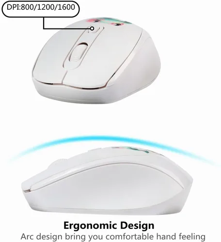 Miniatura 5 de Lindo mouse inalámbrico, 2.4G silencioso portátil inalámbrico con receptor USB, mouse inalámbrico Kawaii para laptop, Chromebook, PC, portátil