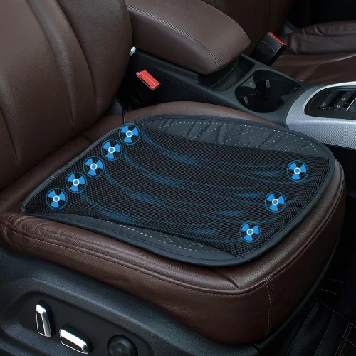 JSCARLIFE Cojín universal para asiento de automóvil ventilado con interfaz USB, enfriamiento rápido, cojín de asiento ajustable de tres velocidades,