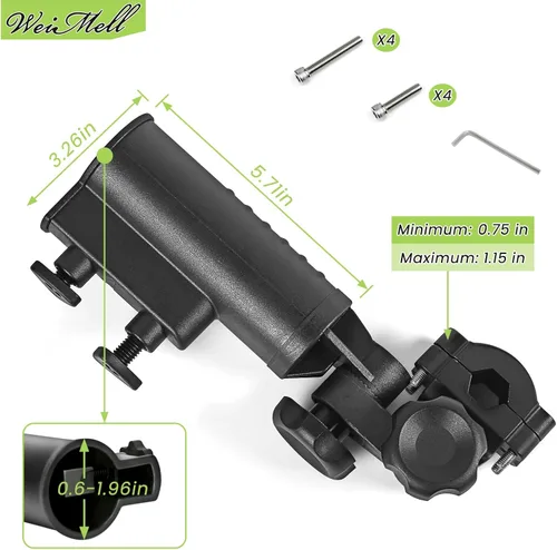 Miniatura 2 de Soporte de paraguas de carrito de golf resistente ajustable en 180° para cochecito, bicicleta, silla de ruedas, silla de ruedas, silla de playa